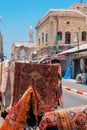 Alley with carpet store in the old city of Jaffa