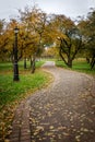 Alley in the city autumn park Royalty Free Stock Photo