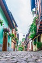 Alley with colorful houses in alsace Royalty Free Stock Photo