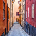 Alley in Gamla Stan in Stockholm Royalty Free Stock Photo