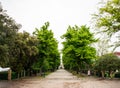 Alley of Giuseppe Garibaldi in Venice. Italy. Giuseppe Garibaldi Monument on a Background. Cloudy Sky Royalty Free Stock Photo