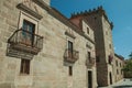 Alley and gothic building with balconies at Avila