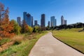 Alley in Houston downtown at sunny autumn day in Houston, Texas