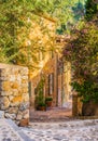 Beautiful street in Deia, old mountain village on Majorca, Spain Royalty Free Stock Photo