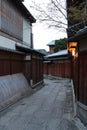 alley (ishibe alley) and old wood houses in kyoto (japan)