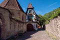 alley in the medieval Alsatian village, France Royalty Free Stock Photo