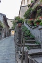 Alley in the mountain village in Bard, vertical image Royalty Free Stock Photo