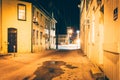 Alley at night, in Hanover, Pennsylvania. Royalty Free Stock Photo