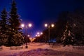 Alley night lamp winter Royalty Free Stock Photo