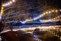 Alley night lamp winter Royalty Free Stock Photo