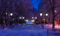 Alley night lamp winter Royalty Free Stock Photo