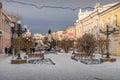 The alley and the old architecture in the downtown of Ulan-Ude, Buryatiya, Russia.