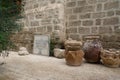 An Alley Old City Jerusalem, menorah mosaic Royalty Free Stock Photo