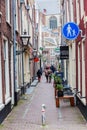 Alley in the old town of Leiden, Netherlands