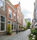 Alley in old town of Leiden, Netherlands