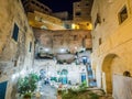 Alley of the Sassi di Matera at night, UNESCO World Heritage Site