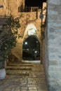 Alley of the sign of the zodiac Capricorn at night in on old city Yafo in Tel Aviv-Yafo in Israel