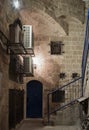 Alley of the sign of the zodiac Scorpio at night in on old city Yafo in Tel Aviv-Yafo in Israel Royalty Free Stock Photo