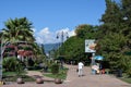 The alley in Sochi cenral part with people and lemonade