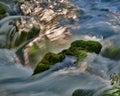 Alley Spring outflow rushing past moss covered rocks