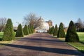 Alley towards the Winter Garden of the People`s Palace in Glasgow Green park Royalty Free Stock Photo