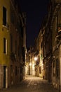 Alley in Venice at night Royalty Free Stock Photo