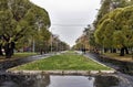 Alley for walks with old trees, autumn Royalty Free Stock Photo