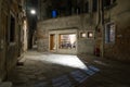 Alley way at night in Venice Royalty Free Stock Photo