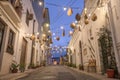 Alleyway in Alberobello, Italy at Twilight