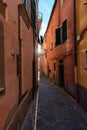 Alleyway in touristic town, Manarola, Italy. Cinque Terre