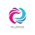 Alliance - vector logo template concept illustration. Colored abstract shapes. Geometric sign. Design elements