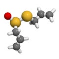 Allicin garlic molecule. 3D rendering. Formed from alliin by the enzyme alliinase. Believed to have a number of positive health