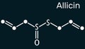 Allicin, sulfoxide molecule. This compound exhibits antibacterial and anti-fungal properties. Skeletal chemical formula on the