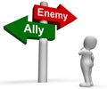 Allied Enemy Signpost Shows Friend Or Foe Royalty Free Stock Photo