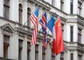 Allied Flags At Checkpoint Charlie Royalty Free Stock Photo