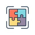 Color illustration icon for Allied, complex and puzzle