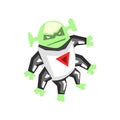 Allien, angry monster with six legs character cartoon vector Illustration on a white background