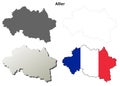 Allier, Auvergne outline map set Royalty Free Stock Photo