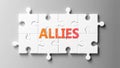 Allies complex like a puzzle - pictured as word Allies on a puzzle pieces to show that Allies can be difficult and needs