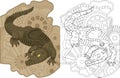 Vector illustration biomechanical alligator steampunk