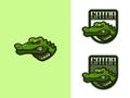 Alligator with badge mascot esport gaming logo vector illustration