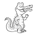 Alligator Cartoon - Line Drawn Vector