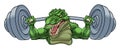 Alligator Crocodile Dinosaur Weight Lifting Mascot