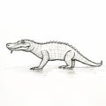 Detailed Sketch Of An Alligator On White Background