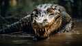 Dynamic Crocodile In Water: Exaggerated Facial Expressions And Uhd Image