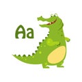 Alligator. Funny Alphabet, Animal Vector Illustration