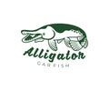 Alligator gar fish atractosteus spatula, fishing, logo design. Animal, underwater life, wildlife, vector design Royalty Free Stock Photo