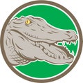 Alligator Head Snout Circle Retro