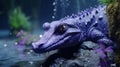 Eerily Realistic Purple Crocodile In Detailed Vray Tracing Style