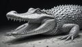 Alligator Open Mouth Detail with Teeth in Metallic Monochrome Style Royalty Free Stock Photo